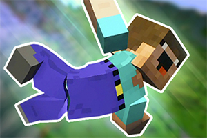 픽셀 스타일의 캐릭터가 하늘을 나는 모습