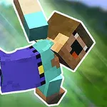 픽셀 스타일의 캐릭터가 하늘을 나는 모습