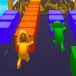 두 개의 캐릭터가 장애물 코스를 달리고 있는 장면