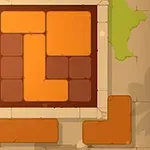 주황색과 갈색 블록이 퍼즐 모양으로 배열된 이미지