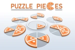 오렌지색 피자 조각들이 여러 조각으로 나뉘어 원 형태를 이루는 이미지