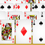 다양한 문양과 숫자의 카드가 겹쳐진 모습