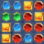 다양한 색상의 육각형과 사각형 보석들이 격자 무늬에 배열되어 있는 이미지