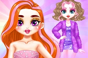 긴 핑크색 머리의 소녀와 보라색 의상을 입은 소녀가 함께 있는 일러스트