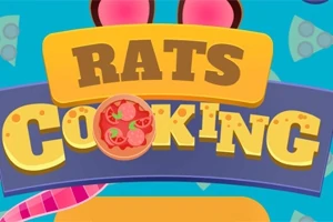 RATS COOKING이라는 글자와 피자 그림이 있는 만화 스타일의 일러스트