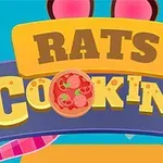 RATS COOKING이라는 글자와 피자 그림이 있는 만화 스타일의 일러스트
