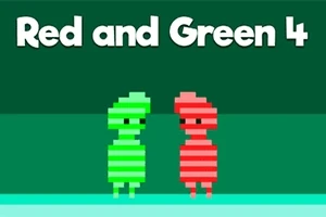 두 개의 픽셀 아트 캐릭터가 초록색과 빨간색으로 각각 표현되어 있으며, 서로 마주 보고 있다