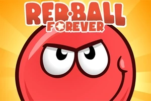 화난 표정을 짓고 있는 큰 빨간 공과 RED BALL FOREVER라는 텍스트가 함께 있는 이미지