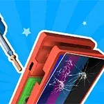 망가진 화면과 드라이버가 있는 분해된 스마트폰 이미지