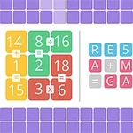 수학 식이 적힌 컬러 블록들과 RESOLVE A MATH GAME라는 글자가 배열된 이미지
