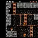 고대 석벽과 나무 사다리로 구성된 던전 스타일의 픽셀 아트 게임 화면