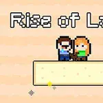 픽셀 아트 스타일로 남성과 여성이 중앙에 서 있는 모습과 Rise of Lava라는 글자가 있는 이미지
