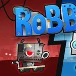 파란색과 빨간색 배경에 로봇 캐릭터 두 개와 RoBBie라는 글자가 있는 이미지