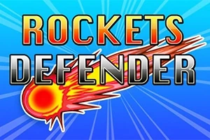 파란 배경에 불타는 혜성과 ROCKETS DEFENDER라는 텍스트가 있는 이미지