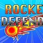 파란 배경에 불타는 혜성과 ROCKETS DEFENDER라는 텍스트가 있는 이미지