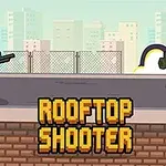 옥상에서 픽셀 스타일 캐릭터 두 명이 대치하고 있는 장면