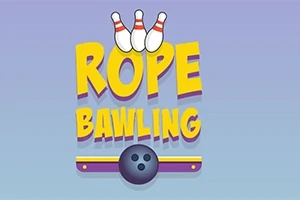 노란색과 보라색 글씨로 ROPE BAWLING이 적혀 있고, 위에는 볼링 핀과 아래에는 볼링공이 있는 이미지