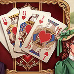 남자와 여자가 카드와 함께 서 있는 모습