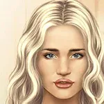 금발의 긴 머리를 가진 여성의 초상화입니다