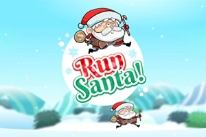 산타클로스가 하늘을 나는 만화 그림과 Run Santa!