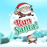 산타클로스가 하늘을 나는 만화 그림과 Run Santa!
