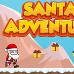 산타클로스가 눈 덮인 땅에서 선물 상자와 나무 옆을 지나가는 장면