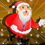 산타클로스가 밤하늘을 배경으로 뛰고 있는 모습