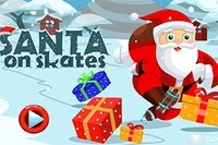 산타가 스케이트를 타고 크리스마스 사탕을 모아요