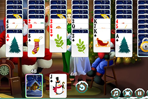 크리스마스 테마의 카드 배열과 산타클로스가 있는 이미지