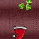 녹색 선물 상자와 산타 모자가 있는 픽셀 그래픽 이미지