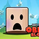 얼굴 모양의 큐브가 녹색 들판 위에 있으며 벌레들이 주변에 날아다니고 있는 모습