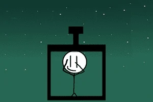 사각형 상자에 갇힌 막대기 인물