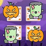 할로윈 분위기의 배경에 호박과 프랑켄슈타인 얼굴이 있는 카드 그림