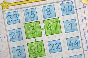 격자 무늬로 배경에 파란색과 초록색 숫자 블록이 배열되어 있는 이미지