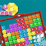 화면 상단에 다양한 색상의 보석들이 가득 차 있는 바둑판 형태와 SEA DIAMONDS라는 글자, 주변에는 산호와 동전이 있는 바다 배경