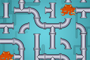 회색 배관과 오렌지색 문어가 있는 이미지