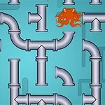 회색 배관과 오렌지색 문어가 있는 이미지