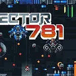 픽셀 아트 스타일의 어두운 배경 위에 SECTOR 781이라는 텍스트와 다양한 기계 장치들이 있는 이미지