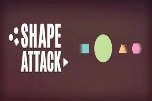 SHAPE ATTACK라는 텍스트와 여러 가지 다양한 색상의 기하학적 도형들이 배열되어 있는 이미지