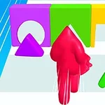 빨간 캐릭터가 다양한 모양의 장애물을 통과하며 달리는 모습