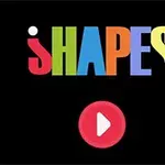 검은 배경에 다채로운 색상의 SHAPES 글자와 빨간색 재생 버튼이 있습니다