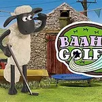 양이 골프채를 들고 있는 장면과 BAAHMY GOLF 로고가 있는 농장 배경