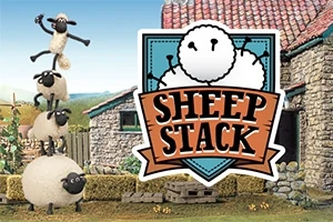 양들이 탑처럼 쌓여 있는 모습과 SHEEP STACK 글자가 크게 적힌 이미지