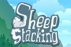 하늘과 구름을 배경으로 Sheep Stacking 텍스트가 스타일리시하게 디자인된 이미지