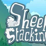 하늘과 구름을 배경으로 Sheep Stacking 텍스트가 스타일리시하게 디자인된 이미지