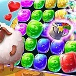 양 옆에 하트와 별이 있는 색색의 블록 퍼즐 게임 화면