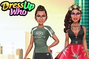 두 명의 스타일리시하게 옷을 입은 여성 캐릭터가 도시 배경 앞에 서 있는 모습