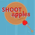 나무 표적에 화살이 사과를 관통한 이미지