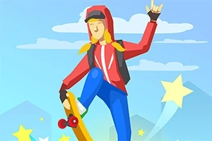 붉은 후드 재킷을 입고 스케이트보드를 타며 점프하는 사람