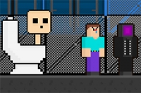 친구 두 명이 괴물에게서 도망치고 있어